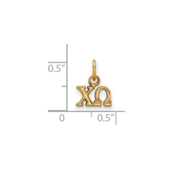 14K Gold Plated Silver Chi Omega XS (Tiny) Greek Letters Charm - Picture 2 of 3